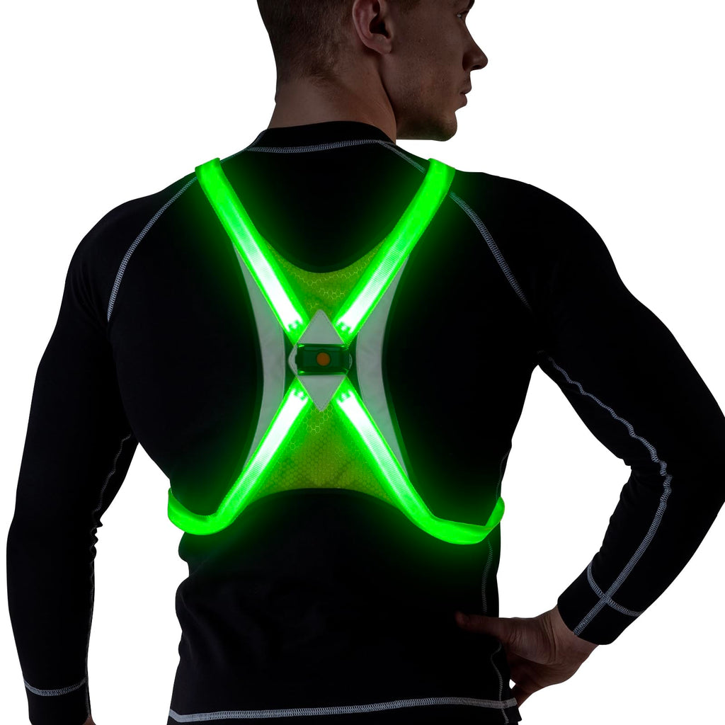 Vizbrite LED Reflective Vest, Light Up Running Vest, Rechargeable Reflective Running Gear for Walking Running Cycling at Night, Adjustable for Men Women