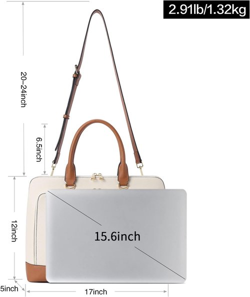 CLUCI Leather Briefcase - Stylish 15.6 Inch Laptop Bag for Women | Versatile Work & Shoulder Handbag