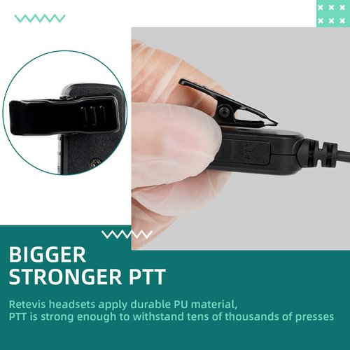 Retevis Hands Free Earpiece for Walkie-Talkie, Acoustic Tube, VOX, 2 Pin,for RT22 RT68 RT21 H-777 RT86 RT27 RB45,Compatible with Pxton SAMCOM Two Way Radio,Security Earpiece for Radios (4 Pack)
