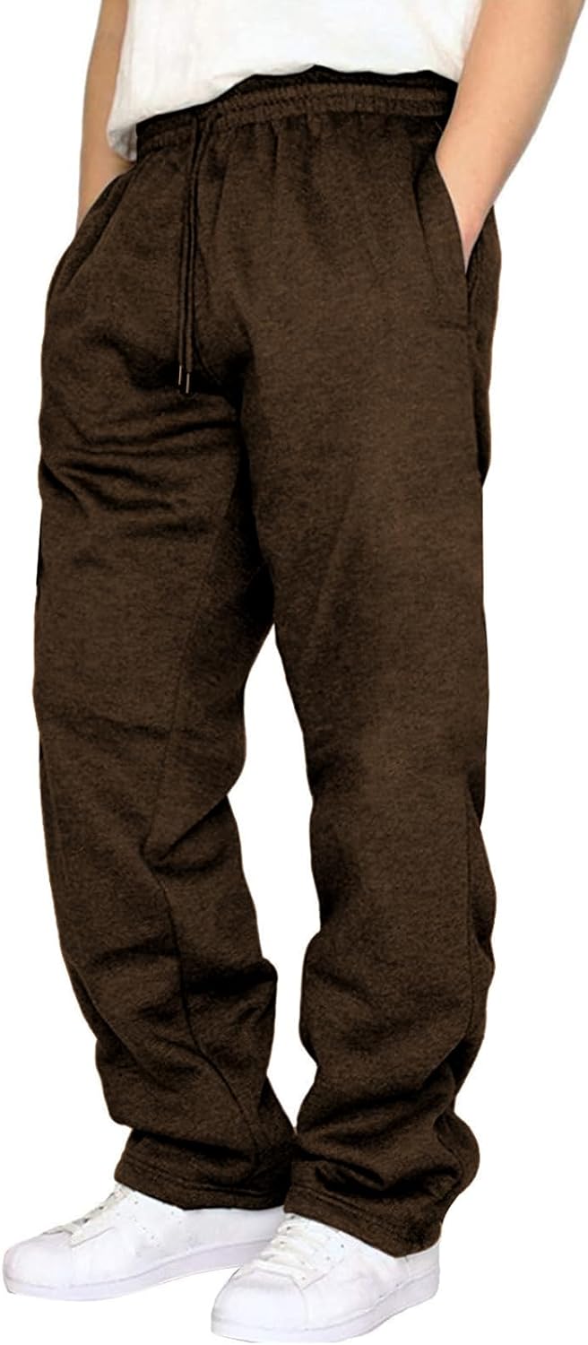 Waterwang Men's Fleece Sweatpants - Casual Joggers with Pockets | Loose Fit Athletic Pants