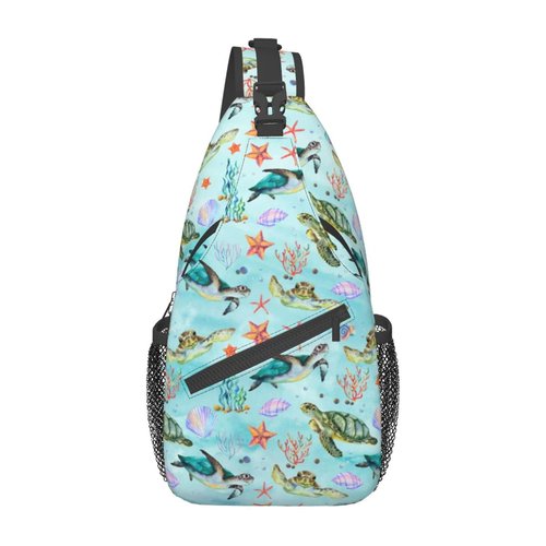 BCQJNB Sea Turtle Beach Cute Sling Backpack Crossbody Shoulder Bag Travel Hiking Daypack Gifts
