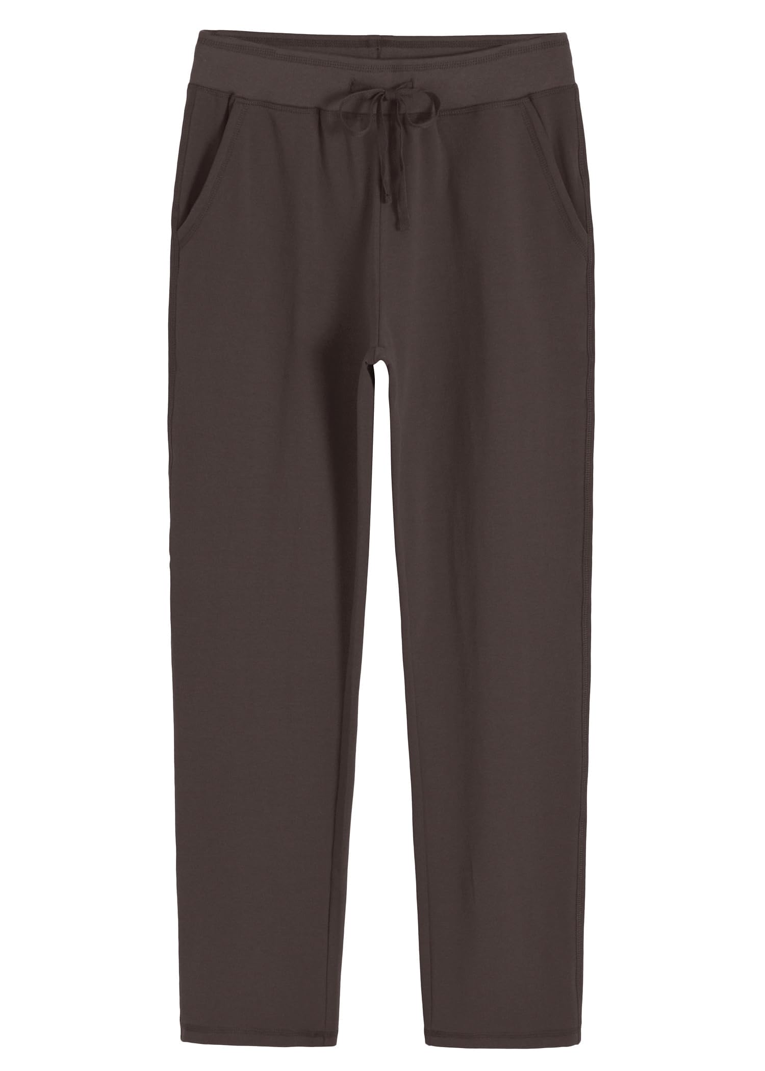 Weintee Women's Petite Cotton Sweatpants with Pockets L Brown