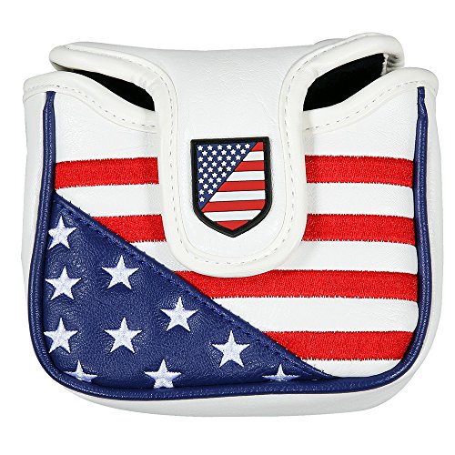 Large Putter Headcover with Magnetic Closure for Golf Clubs - USA Flag Design