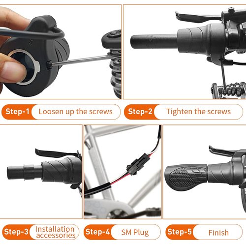 HUDAMZKY Electric Bicycle Left Handle 76X Half Twist Throttle 24V 36V 48V 60V 72V SM Connector for E Bikes or Folding Electric Scooter