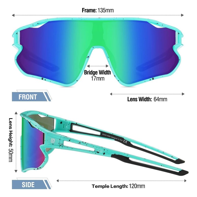 DUCO Kids Youth Baseball Sunglasses for Boys Girls Age 8-16 Polarized UV400 Protection Sports Cycling Glasses DK268