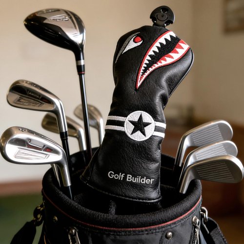 GOOACTION Shark Golf Club Hybrid Head Cover with Creative Cartoon Animal Pattern Synthetic Leather — PU Plush Lining On-Course Protection