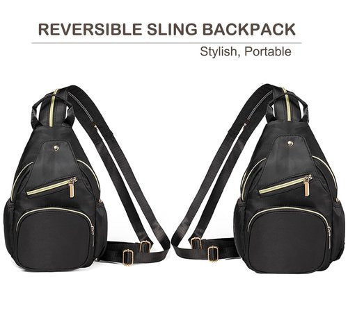 Xsecnua Small Crossbody Sling Bag for Women, Mini Backpack Sling Backpack Convertible Chest Bag for Travel Daypack