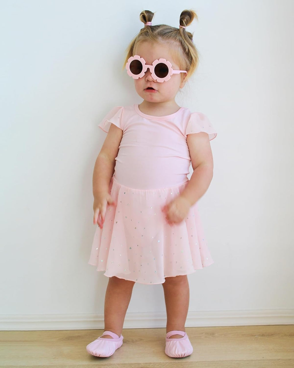 Stelle Ballet Leotards - Girls' Dance Outfit with Ruffle Sleeves | Toddler Pink Dress