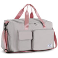 FIORETTO Women's Gym Duffle Bag with Shoes Compartment, 30L Capacity, Ideal for Travel, Gym, Sports, Duffel, Weekender, Grey & Pink