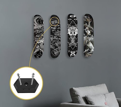 Hikeen 2 Packs Skateboard Wall Mount Skateboard Hanger for Skateboard Deck Display and Storage