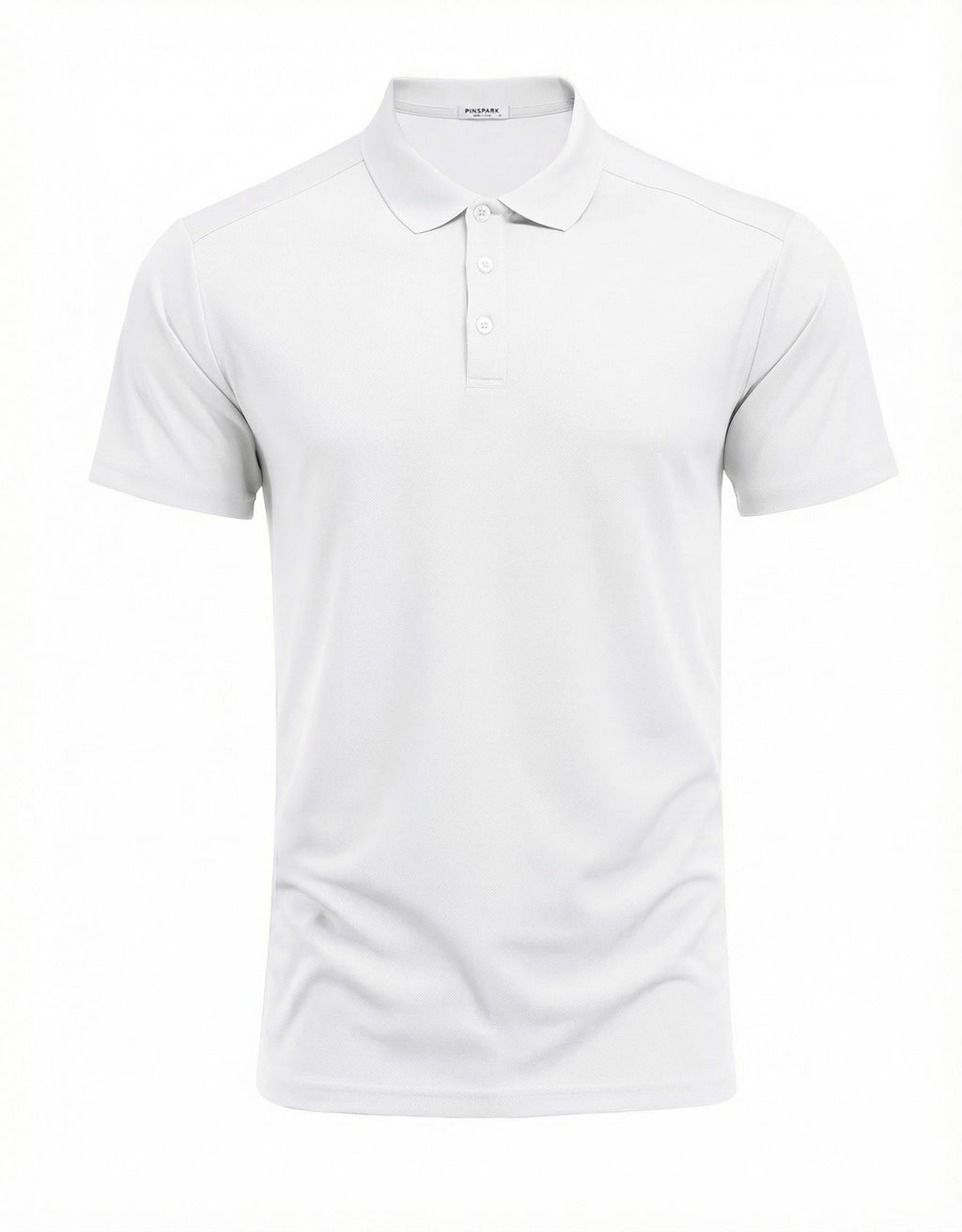 PINSPARK Men's Golf Polo Shirts Moisture Wicking Quick Dry Performance Short Sleeve Collared Shirt Slim Fit Athletic Polos White
