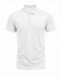 PINSPARK Men's Golf Polo Shirts Moisture Wicking Quick Dry Performance Short Sleeve Collared Shirt Slim Fit Athletic Polos White