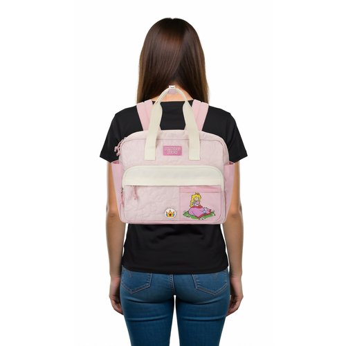 Bioworld Super Mario Bros Pink Mini Backpack with Character Icons and Adjustable Straps