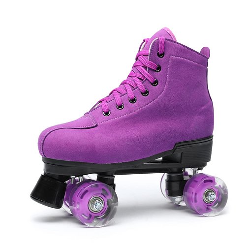 Women's Roller Skates Outdoor Suede Quad Skates Purple Size 37