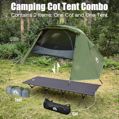 Night Cat 32'' Waterproof Off-Ground Tent Cot with Vestibule - Solo Camping