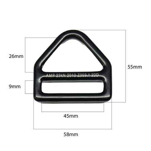Heavy-Duty Steel Triangle D-Ring – Multipurpose Equipment Connector Ring, Black Finish (Black)