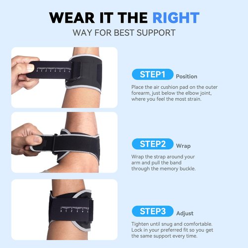 Goldeer Elbow Brace for Tendonitis and Tennis Elbow for Women Men with 2 Pressure Gel Pad, Adjustable Tennis Elbow Brace with Memory Scale for Men for Pain, Lightweight Tennis Elbow Strap for Epicondylitis, Tennis, Golf, Exercise(L)