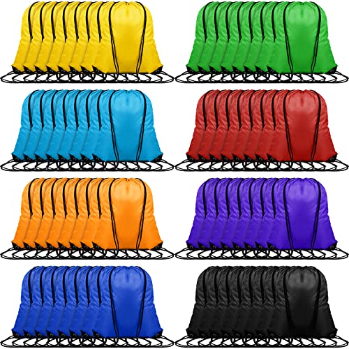 120 Pcs Drawstring Backpack Bulk Set - Nylon Sport & Gym Bags in 8 Colors