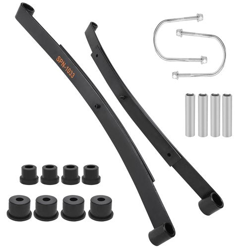 Roykaw Golf Cart Rear Leaf Spring Kit Compatible with EZGO RXV 2008-up Gas & Electric Models, Heavy Duty 2-Leaf Springs w/Bushings Sleeves U Bolts, OEM# 604494, 603498