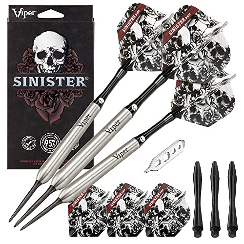 Viper Sinister 95% Tungsten Steel Tip Darts Set 25g Slim Barrel, Includes Shafts & Flights