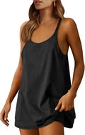 Caracilia Women's Athletic Mini Dress - Casual Sleeveless Romper with Built-In Shapewear | Perfect for Summer Workouts