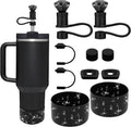 Mity Rain Stanley Cup Accessories Set - 2 Straw Toppers, 4 Silicone Spill-Proof Stoppers & 2 Glitter Boot Covers - Fits 30/40 OZ