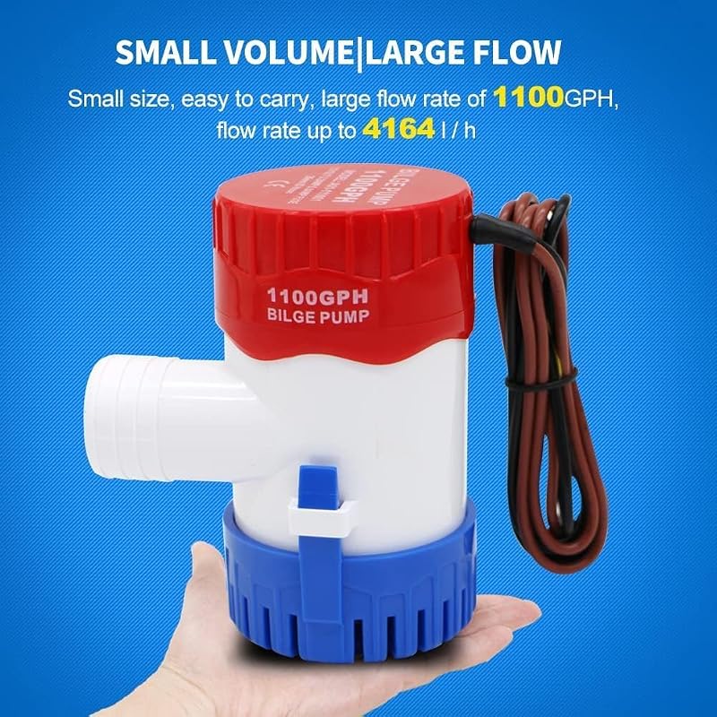 12V 1100 GPH Non-Automatic Submersible Bilge Pump - Variation: Bilge Pump 1100GPH