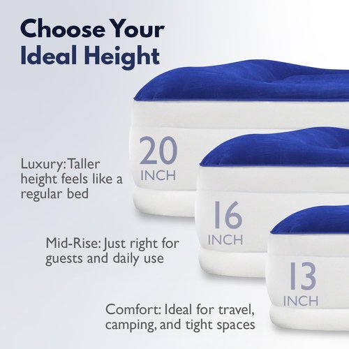 King Koil Luxury Cal King Air Mattress - Built-In Pump for Home & Camping | Double High, Waterproof Design