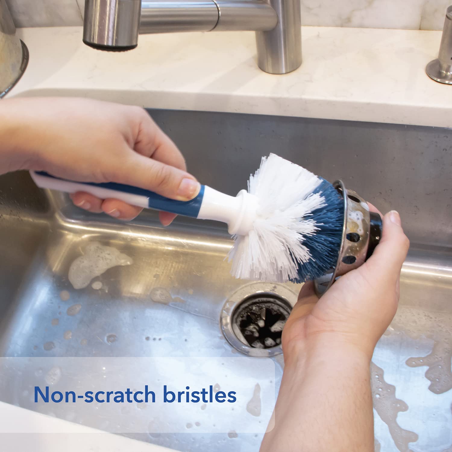 Unger Sink & Dish Scrub Brush - Non-Scratch Bristles for Hard-to-Reach Corners | Ideal for Glassware & Pots