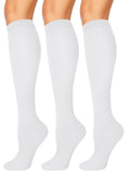 NANNBAKE 3 Pairs Compression Socks for Men & Women 15-20 mmHg Knee High White Small-Medium - Variation 02