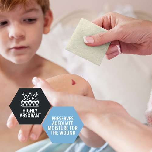 MED PRIDE Antimicrobial Calcium Alginate Wound Dressing Pads, Non-Stick, Highly Absorbent, Sterile, Pain- Removal, 10-Pack (4'' x 4'')