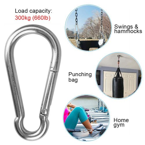 MOUNTAIN_ARK 4 Pack 5-1/2" Heavy Duty Carabiners, 304 Stainless Steel Spring Snap Hook, Load 660 lb