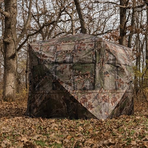 See-Through Hunting Blind with View-Through Fabric, Silent Windows, 104x104x82 Inches