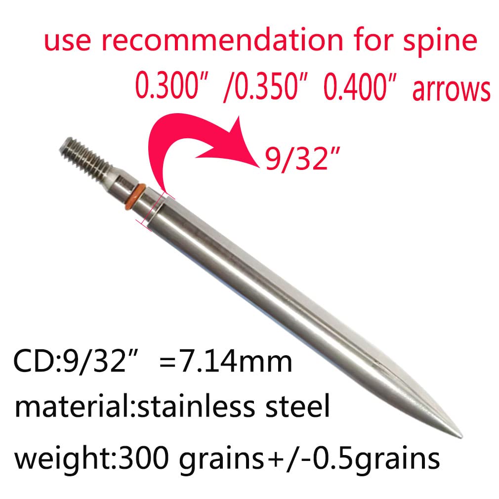 Field Points arrowheads 300 Grains Archery Field Points, 9/32" Stainless Steel Screw in Archery Field Tips and Broadheads (1 Dozen 12 PCS)