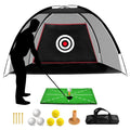 ASENVER Black Golf Practice Net Set - 6.6x4.4 FT with Hitting Mat, Target Cloth and Carrying Bag