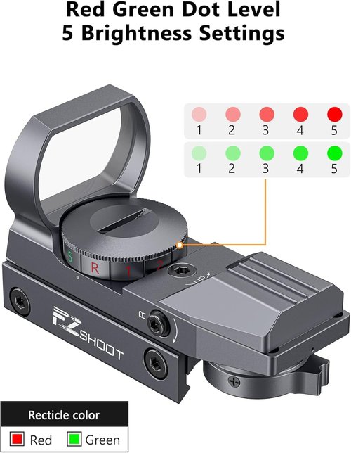EZshoot Red Green Dot Sight - Holographic Reflex Scope with 4 Reticles & 20mm Rail Mount