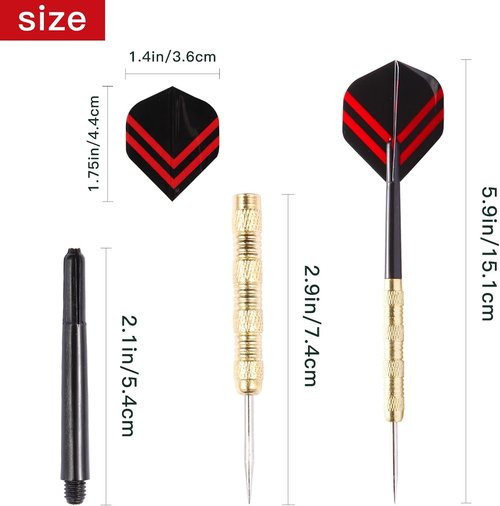 MaxMau Steel Tip Darts Set - 18 Pcs with Metal Points & Durable PVC Dart Flights