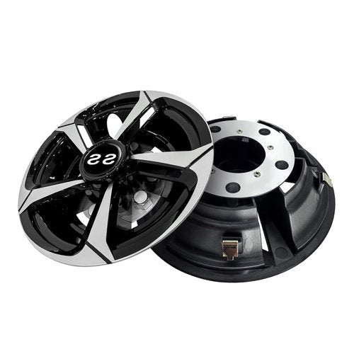 SAMXOMAP Golf Cart SS Wheel Covers Hub Caps for EZGO Club Car Yamaha 8 Inch Hubcaps for Golf Cart, Set of 4, Black and Silver