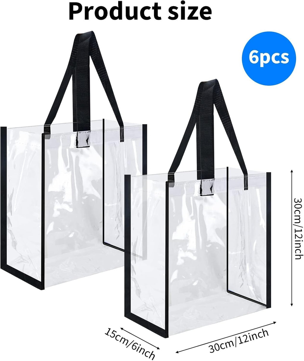 Skiennix Clear Tote Bags - Durable PVC with Handles for Work, Beach, Lunch | 12 x 12 x 6 Inch