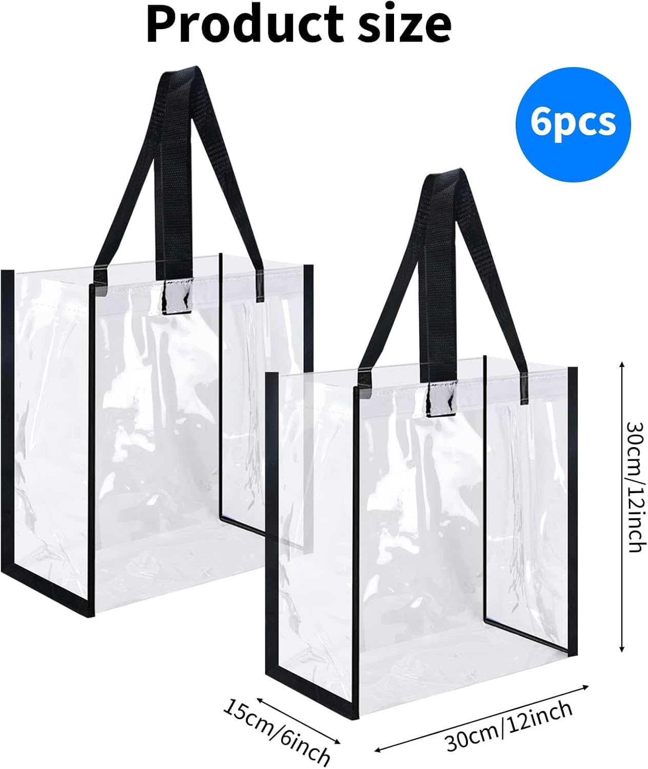 Skiennix Clear Tote Bags - Durable PVC with Handles for Work, Beach, Lunch | 12 x 12 x 6 Inch