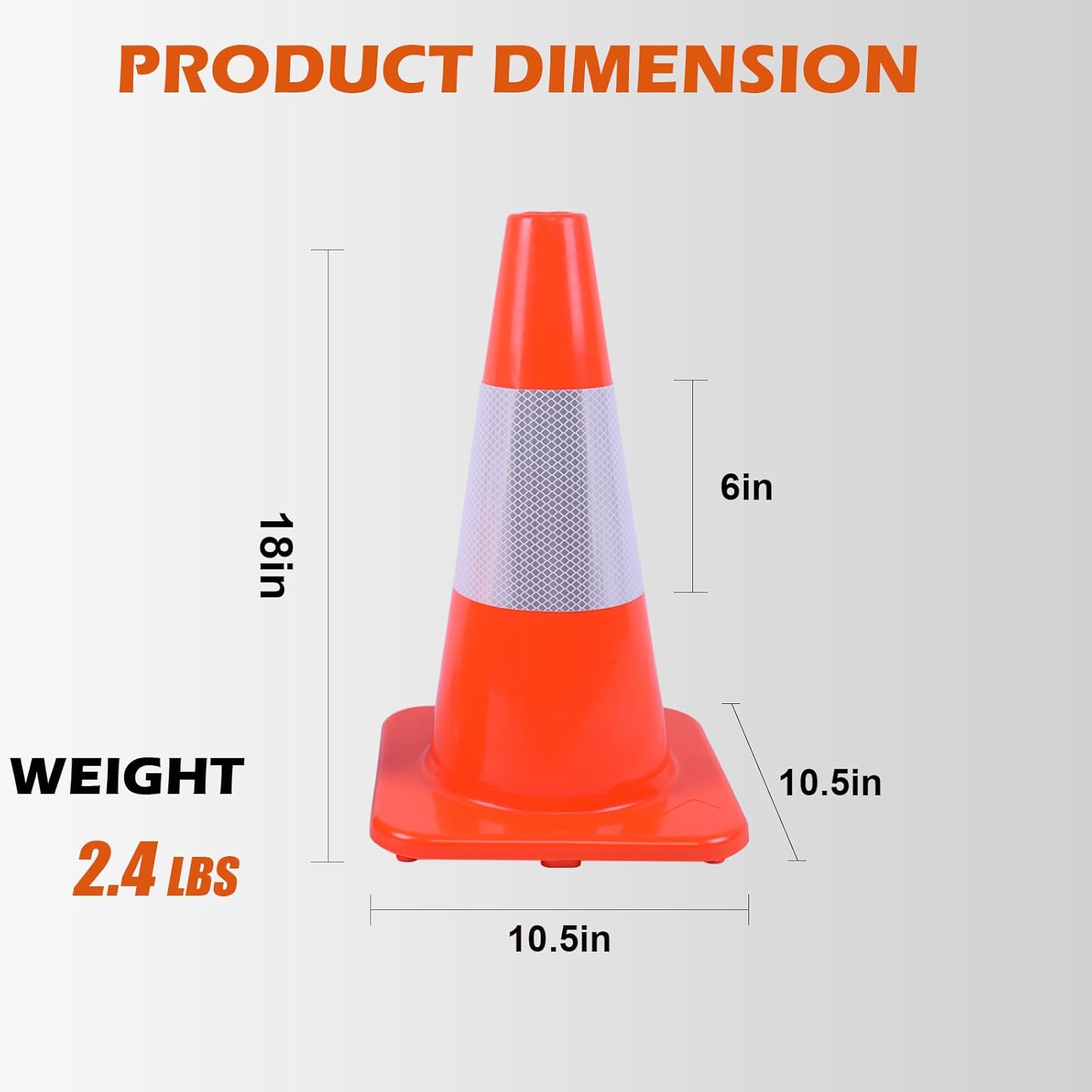Traffic Cones 4 Pack by [Brand Name] - 18" Durable PVC Safety Cones with Reflective Collars | High Visibility for Parking, Construction & Sports