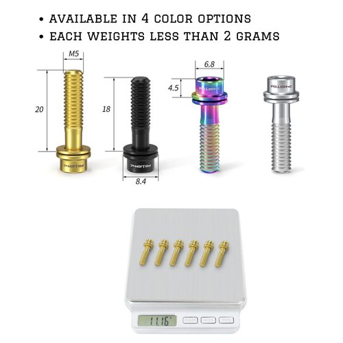 Juscycling Pack of 6 pcs Titanium Bolts Screws for MTB Road Bicycle and Mountain Bike Stem, M5X18mm (Oil Slick)