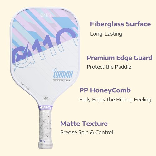 A11N Pickleball Paddles Set of 4 Fiberglass Surface Rackets with 4 Balls and a Bag for Beginners - USAPA Approved, Green & Purple