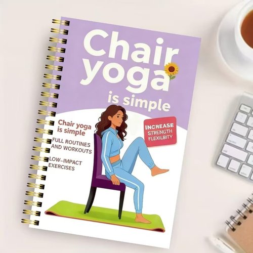 30-Day Chair Yoga Guide by [Brand Name] - 60 Workouts for Weight Loss & Flexibility | Spiral Bound, 5.5x8.3 Inch, Purple