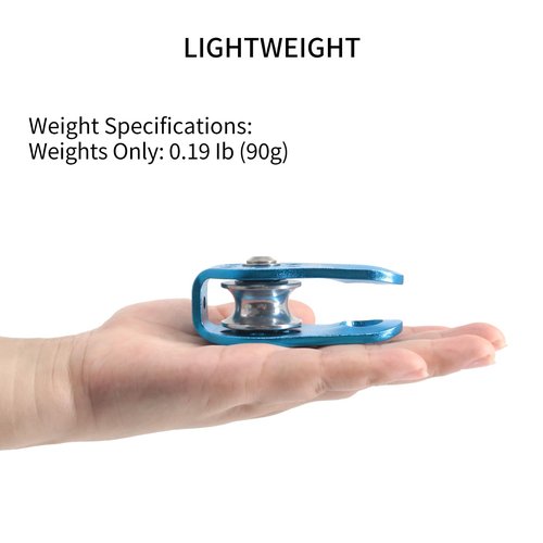 NewDoar Fixed Plate Micro Pulley,28KN CE Certified General Purpose Small Aluminum Rope Pulleys for Climbing/Aloft Work/Rappelling/Rescue Etc(28KN Blue 1pcs)