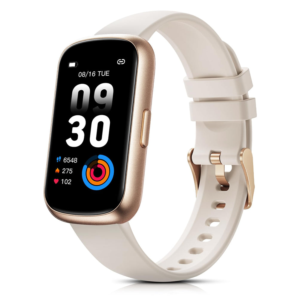 TIFOZEN Fitness Tracker for Women Men, Smart Watch Band with 24/7 Heart Rate Blood Oxygen Sleep Monitor, Calories Step Tracker Pedometer 3ATM Waterproof Activity Tracker (Gold Starlight)