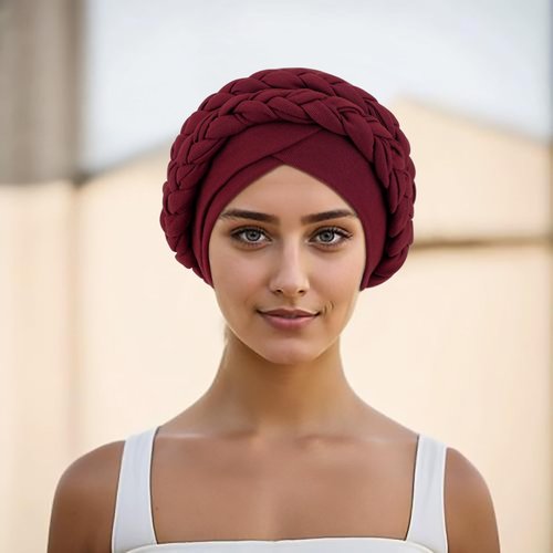 DRESHOW African Women Turban Caps Cotton Beanie Twist Headscarf Pre-Tied Double Twisted Braids Wrap Hat Headwraps for Black Women Chemo Cancer Cap