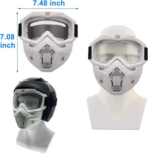 LJDJ Motorcycle Goggles - Anti-UV Removable Face Mask for Dirt Bike & ATV Riding | Adjustable Offroad Eyewear