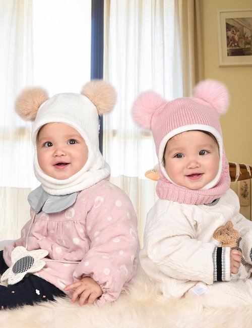 Camptrace Baby Toddler Winter Hat & Scarf Set - Fleece Lined Beanie for Girls & Boys