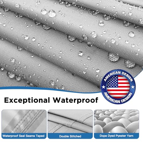 Heavy Duty Waterproof Boat Cover 14-16 ft with Windproof Straps - Grey